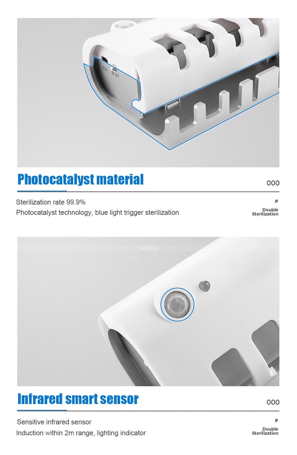 Solar UV Toothbrush Sterilizer & Holder